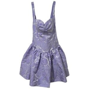 B. Darlin Women Purple Floral Jacquard Fit Flare Party Dress Size 9/10 Formal